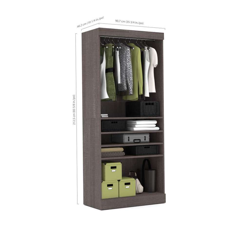 Bestar - Pur 36W Closet Organizer in Bark Grey - 26160-47 veiw 5