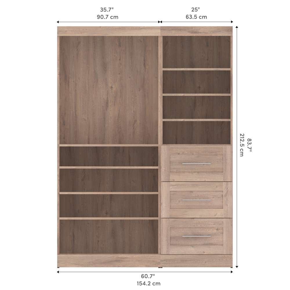 Bestar - Pur 61W Closet Organizer in Rustic Brown - 26870-000009 veiw 11