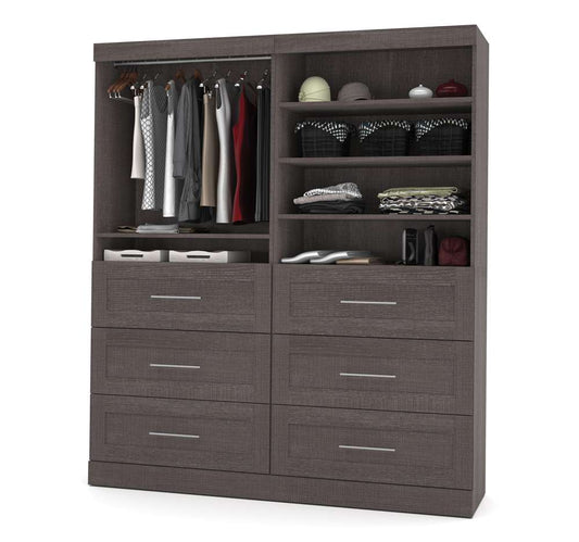 Bestar - Pur 72W Closet Organizer with Drawers in Bark Grey - 26856-47 veiw 2