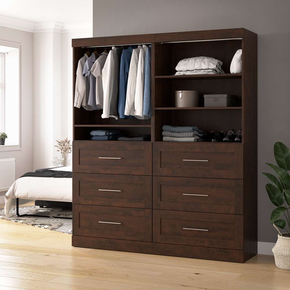 Bestar - Pur 72W Closet Organizer with Drawers in Chocolate - 26856-69 veiw 3