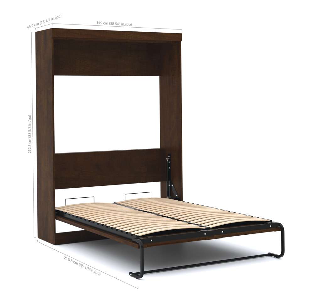 Bestar - Pur Full Murphy Bed and 2 Shelving Units with Drawers (131W) in Chocolate - 26896-69 veiw 3