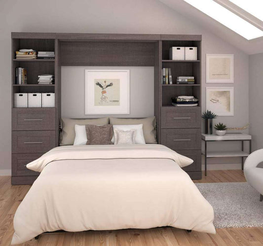 Bestar - Pur Full Murphy Bed and 2 Storage Units with Drawers (109W) in Bark Grey - 26894-47 veiw 2