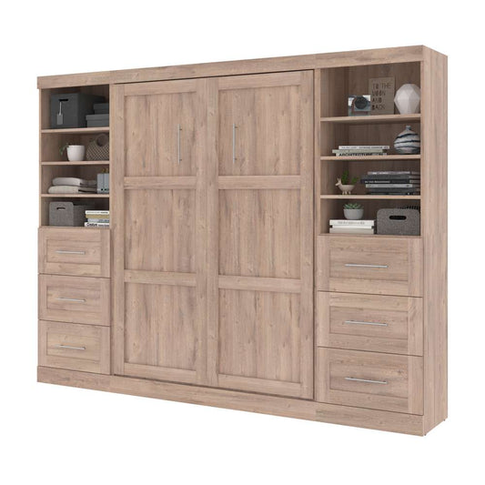 Bestar - Pur Full Murphy Bed and 2 Storage Units with Drawers (109W) in Rustic Brown - 26894-000009 veiw 2
