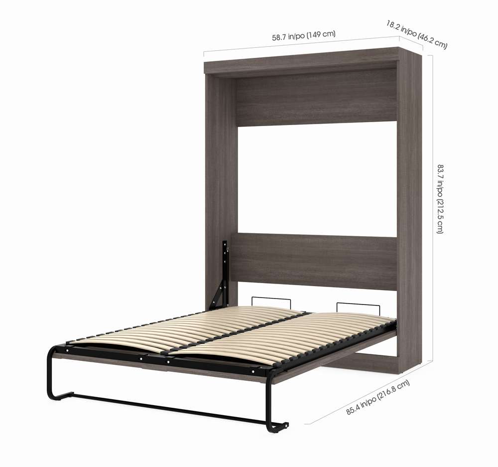 Bestar - Pur Full Murphy Bed and Storage Unit with Drawers (84W) in Bark Grey - 26868-47 veiw 7