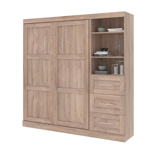 Bestar - Pur Full Murphy Bed and Storage Unit with Drawers (84W) in Rustic Brown - 26868-000009 veiw 2
