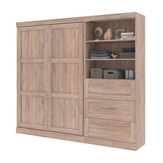 Bestar - Pur Full Murphy Bed and Storage Unit with Drawers (95W) in Rustic Brown - 26891-000009 veiw 2