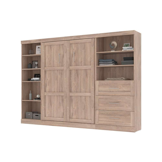 Bestar - Pur Full Murphy Bed with Shelving and Drawers (120W) in Rustic Brown - 26892-000009 veiw 2