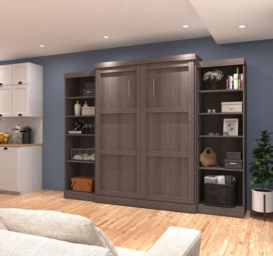 Bestar - Pur Queen Murphy Bed and 2 Storage Units (115W) in Bark Grey - 26883-47 veiw 2