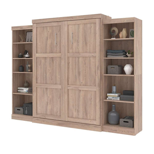 Bestar - Pur Queen Murphy Bed and 2 Storage Units (115W) in Rustic Brown - 26883-000009 veiw 2