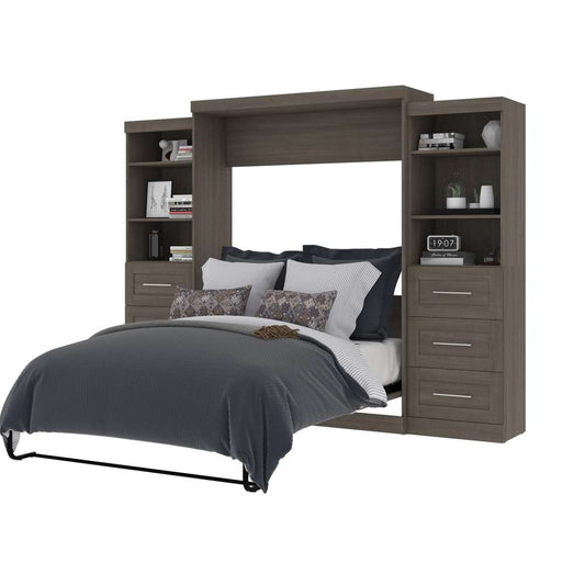 Bestar - Pur Queen Murphy Bed and 2 Storage Units with Drawers (115W) in Bark Grey - 26884-47 veiw 2
