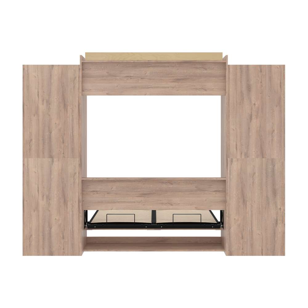 Bestar - Pur Queen Murphy Bed and 2 Storage Units with Drawers (115W) in Rustic Brown - 26884-000009 veiw 11