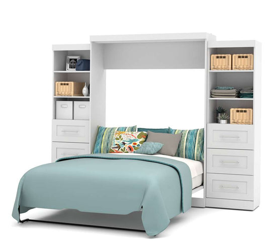 Bestar - Pur Queen Murphy Bed and 2 Storage Units with Drawers (115W) in White - 26884-17 veiw 2