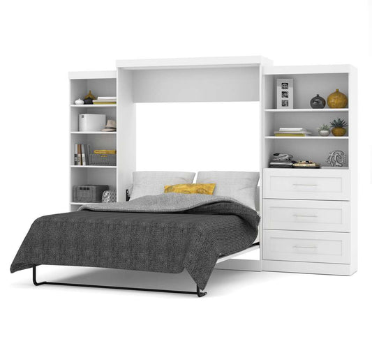 Bestar - Pur Queen Murphy Bed with Shelving and Drawers (126W) in White - 26882-17 veiw 2
