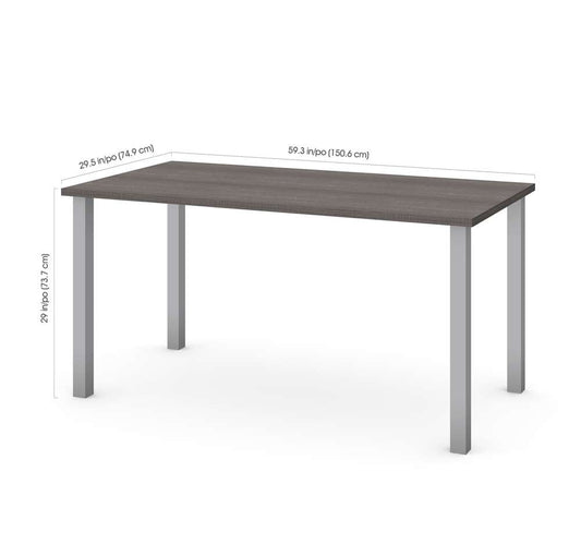 Bestar - Universel 60W Table Desk with Square Metal Legs in Bark Grey - 65865-47 veiw 2
