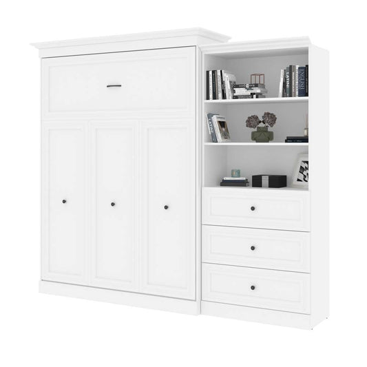 Bestar - Versatile 106W Queen Murphy Bed and Shelving Unit with Drawers (103W) in White - 40885-17 veiw 2