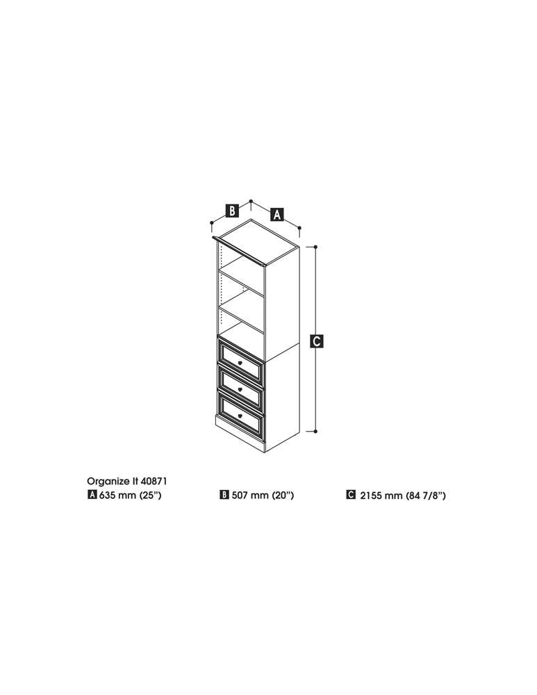 Bestar - Versatile 25W Shelving Unit with 3 Drawers in White - 40871-17 view 4