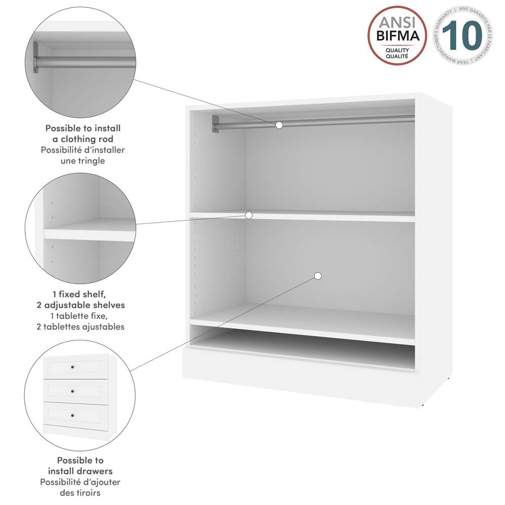 Bestar - Versatile 36W Low Shelving Unit with Rod in White - 40166-1117 veiw 11
