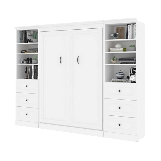 Bestar - Versatile Full Murphy Bed and 2 Shelving Units with Drawers (109W) in White - 40893-17 veiw 2