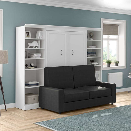 Bestar - Versatile Full Murphy Bed with Sofa and Shelving Units (109W) in White - 40791-000017 veiw 2