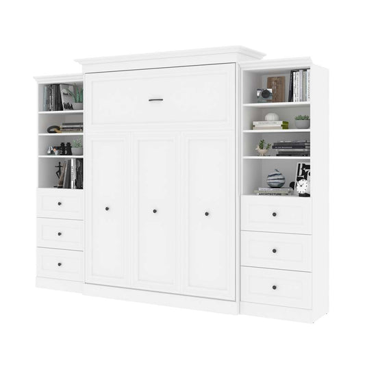 Bestar - Versatile Queen Murphy Bed and 2 Shelving Units with Drawers (115W) in White - 40883-17 veiw 2