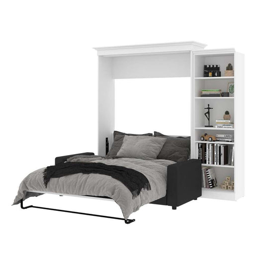 Bestar - Versatile Queen Murphy Bed with Sofa and Shelving Unit (92W) in White - 40780-000017 veiw 2