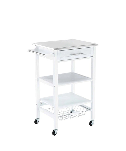 Boraam - Hennington Kitchen Cart With Stainless Steel Top - White Wash - 50661_BOR veiw 2