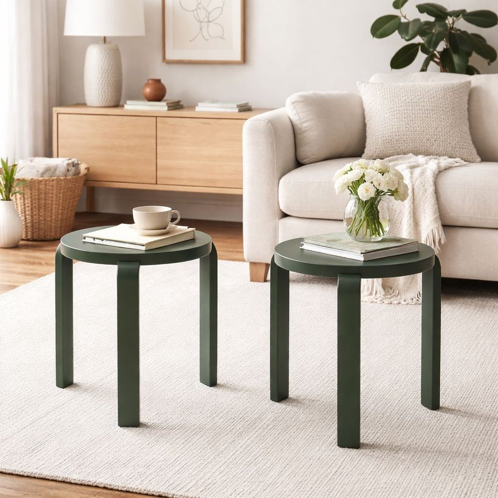 Boraam - Mateo Round Backless Stacking Stools - Spanish Moss (Set of 2) - 40118 view 5