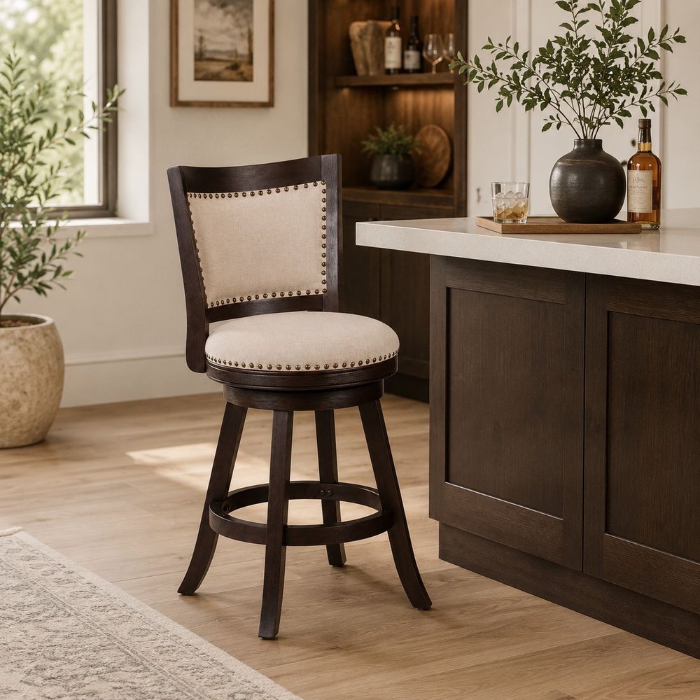 Boraam - Melrose Swivel Counter Stool - Espresso Wire-Brush - 77626 view 8