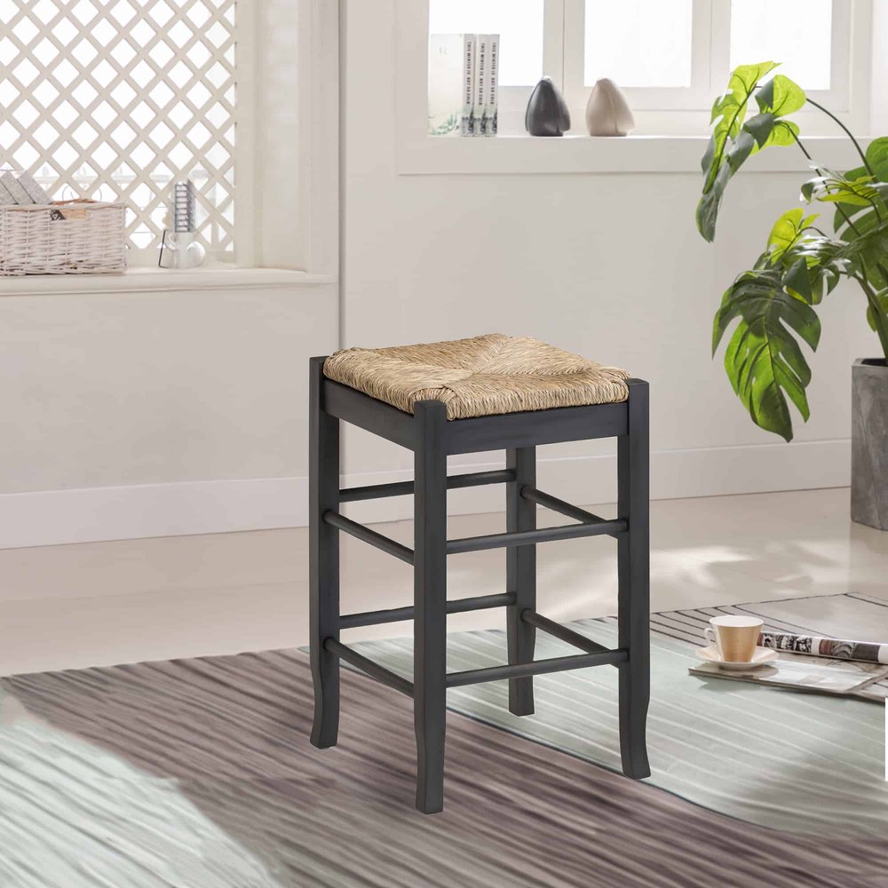Boraam - Square Rush Backless Counter Stool - Charcoal Grey Finish - 94024 view 7