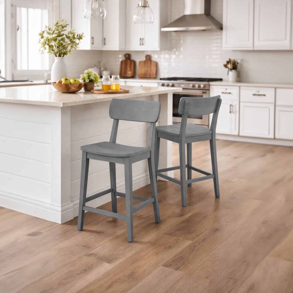 Boraam - Torino Wood Counter Stool - Charcoal Grey - 88724 view 7