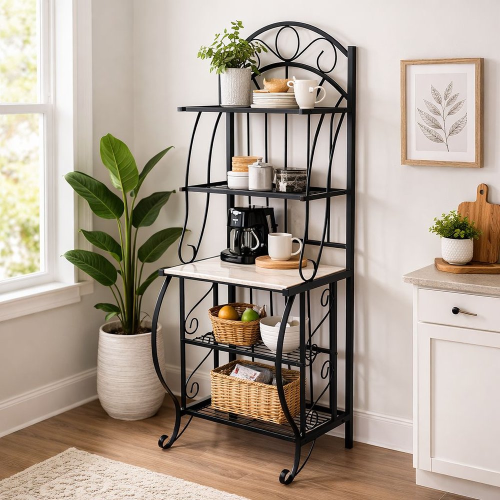 Boraam - Valencia Baker's Rack with Faux Marble Shelf - 12501 view 6