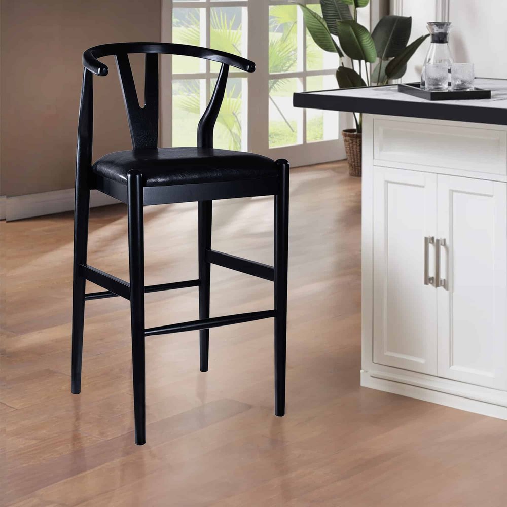 Boraam - Wishbone Bar Height Kitchen Bar Stool - Black Finish - 50529 view 7