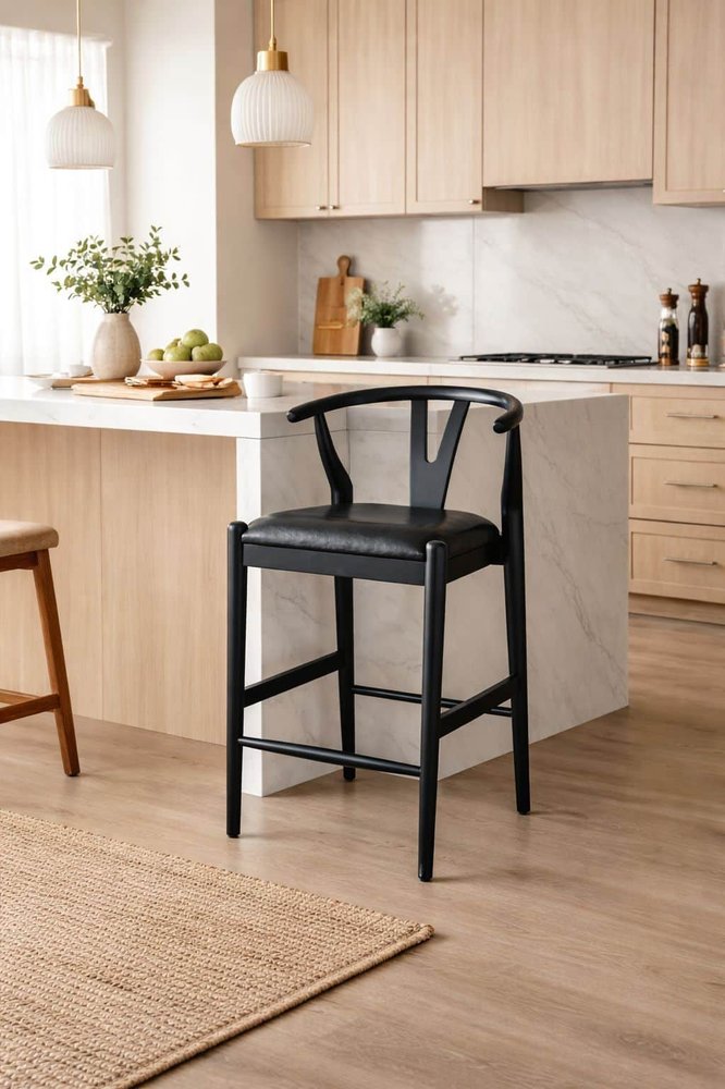 Boraam - Wishbone Counter Height Kitchen Bar Stool - Black Finish - 50524 view 7