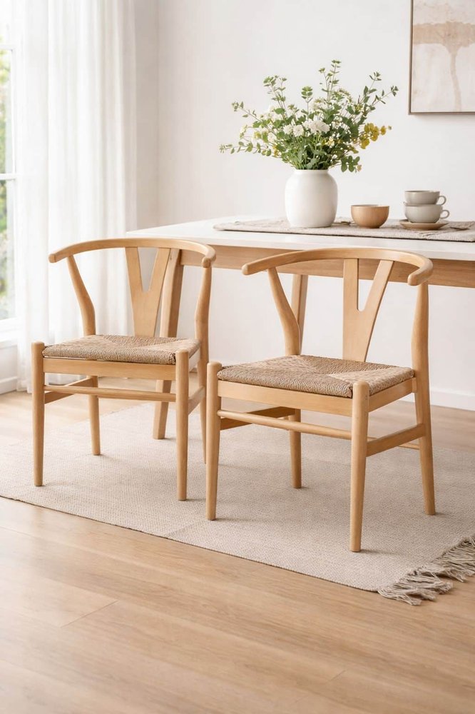 Boraam - Wishbone Dining Chairs - Natural Finish (Set of 2) - 50018 view 9