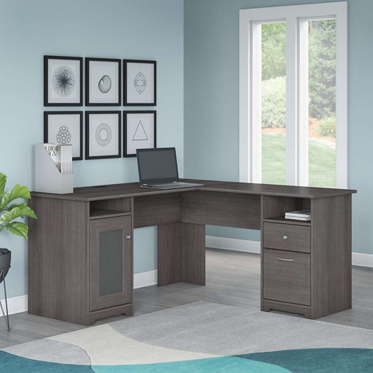 Bush Furniture - Cabot 60W L Shaped Computer Desk in Heather Gray - WC31730K veiw 2