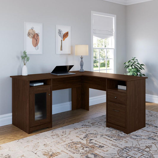 Bush Furniture - Cabot 60W L Shaped Computer Desk in Modern Walnut - WC31030K veiw 2