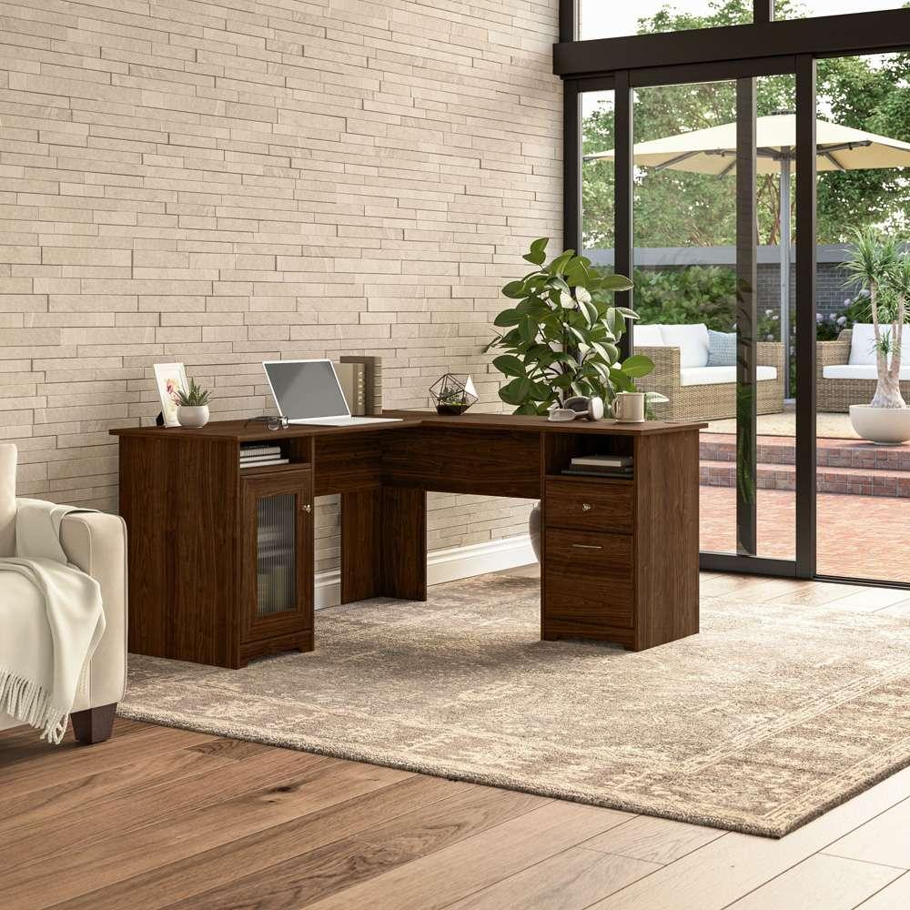Bush Furniture - Cabot 60W L Shaped Computer Desk in Modern Walnut - WC31030K veiw 8