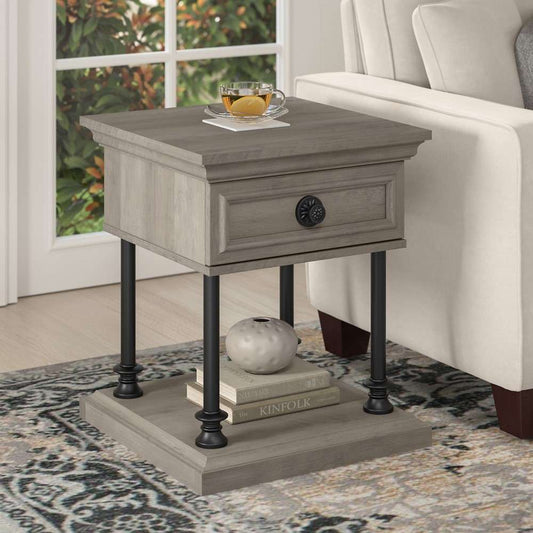 Bush Furniture - Coliseum Designer End Table with Storage in Driftwood Gray - CST120DG-03 veiw 2