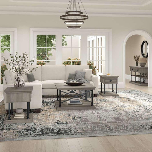 Bush Furniture - Coliseum Square Coffee Table, Console Table, and Two End Tables in Driftwood Gray - CSM007DG veiw 2