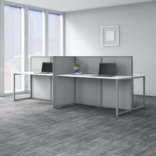 Bush Furniture - Easy Office 60W 4 Person Cubicle Desk Workstation with 45H Panels in Pure White - EOD660WH-03K veiw 2