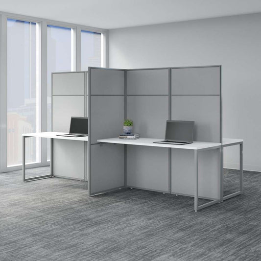 Bush Furniture - Easy Office 60W 4 Person Cubicle Desk Workstation with 66H Panels in Pure White - EODH660WH-03K veiw 2