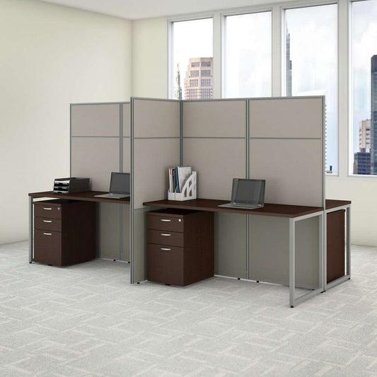 Bush Furniture - Easy Office 60W 4 Person Cubicle Desk with File Cabinets and 66H Panels in Mocha Cherry - EODH66SMR-03K veiw 2