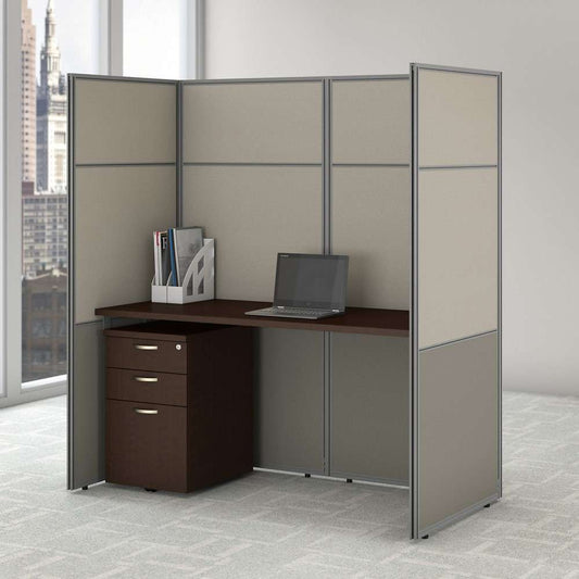 Bush Furniture - Easy Office 60W Cubicle Desk with File Cabinet and 66H Closed Panels Workstation in Mocha Cherry - EODH26SMR-03K veiw 2