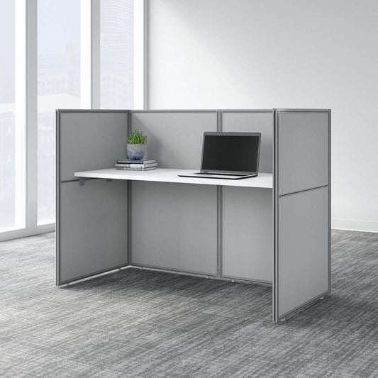 Bush Furniture - Easy Office 60W Cubicle Desk Workstation with 45H Closed Panels in Pure White - EOD260WH-03K veiw 2