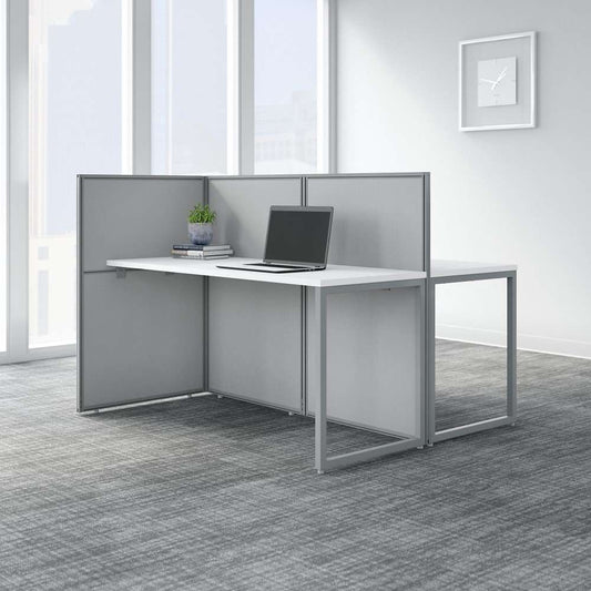 Bush Furniture - Easy Office 60W 2 Person Cubicle Desk Workstation with 45H Panels in Pure White - EOD460WH-03K veiw 2