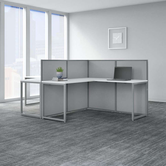 Bush Furniture - Easy Office 60W 2 Person L Shaped Cubicle Desk Workstation with 45H Panels in Pure White - EOD560WH-03K veiw 2
