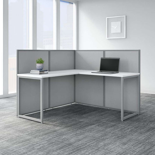Bush Furniture - Easy Office 60W L Shaped Cubicle Desk Workstation with 45H Panels in Pure White - EOD360WH-03K veiw 2