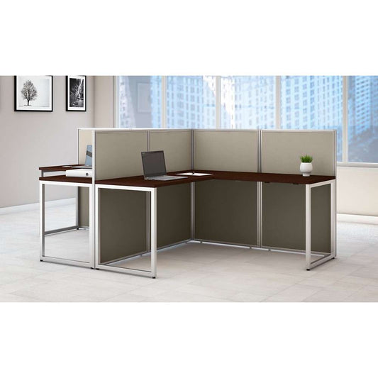 Bush Furniture - Easy Office 60W 2 Person L Shaped Cubicle Desk Workstation with 45H Panels in Mocha Cherry - EOD560MR-03K veiw 2