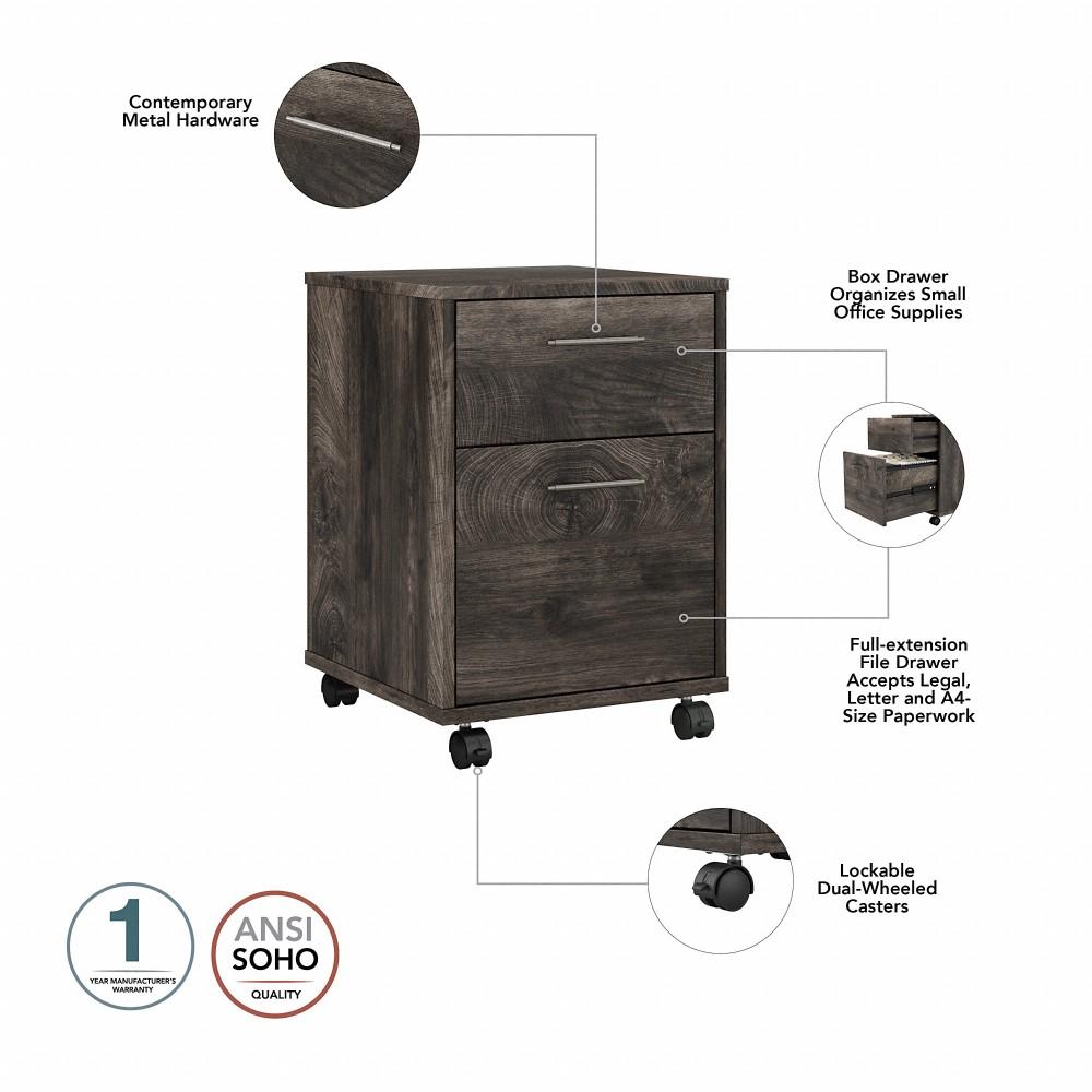 Bush Furniture - Key West 60W L Desk with Mobile Ped in Dark Gray Hickory - KWS013GH veiw 6