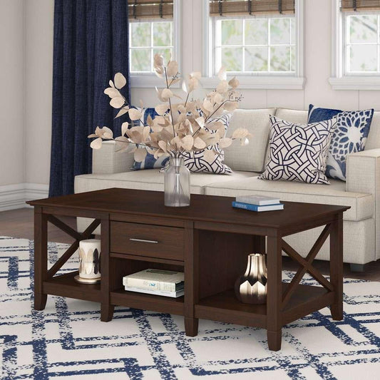 Bush Furniture - Key West Coffee Table with Storage in Bing Cherry - KWT148BC-03 veiw 2